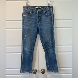 AMO Jeans Denim Babe Old School Mid Rise Straight Leg Medium Wash Size 28